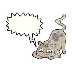 freehand speech bubble textured cartoon cat