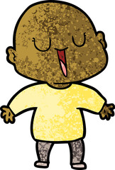 happy cartoon bald man