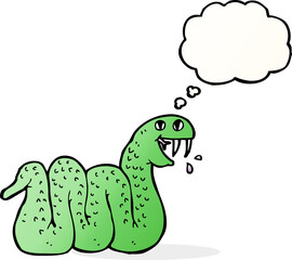 cartoon snake with thought bubble