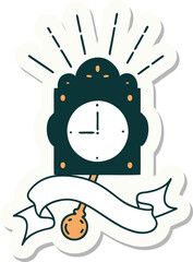 sticker of a tattoo style ticking clock