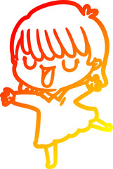 warm gradient line drawing of a cartoon woman