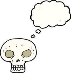 freehand drawn thought bubble cartoon skull