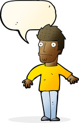 cartoon worried man with speech bubble