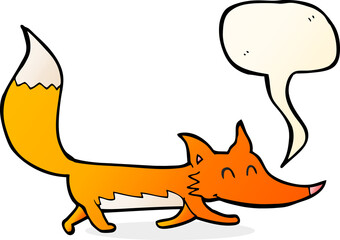 cartoon little fox with speech bubble
