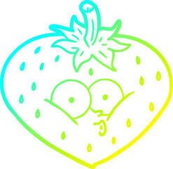 cold gradient line drawing of a cartoon strawberry