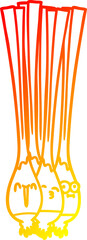 warm gradient line drawing of a spring onions
