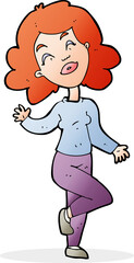 cartoon happy woman dancing