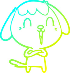 cold gradient line drawing of a cute cartoon dog