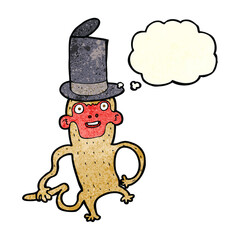 cartoon monkey wearing top hat with thought bubble