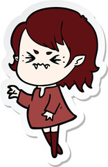 sticker of a annoyed cartoon vampire girl