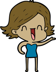 cartoon happy woman
