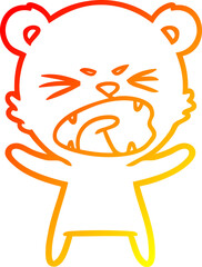 warm gradient line drawing of a angry cartoon polar bear