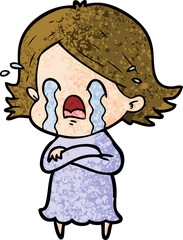 cartoon woman crying