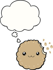 cartoon biscuit with thought bubble