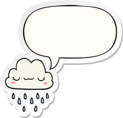 cartoon storm cloud with speech bubble sticker