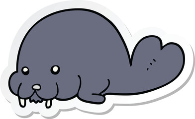 sticker of a cute cartoon walrus