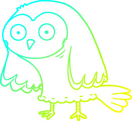 cold gradient line drawing of a cartoon owl