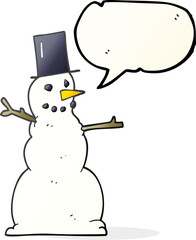 freehand drawn speech bubble cartoon snowman