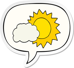 cartoon weather with speech bubble sticker