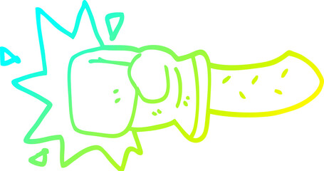 cold gradient line drawing of a cartoon punch
