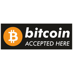 Bitcoin accepted here button isolated symbol website and store