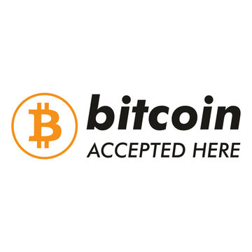 Bitcoin accepted here button isolated symbol website and store