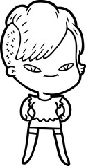 cute cartoon girl with hipster haircut