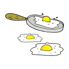 freehand drawn comic book style cartoon fried eggs