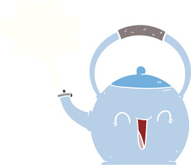 flat color style cartoon boiling kettle