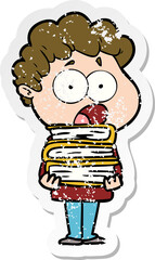distressed sticker of a cartoon man gasping in surprise