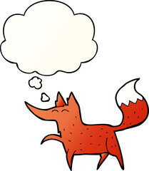cartoon fox with thought bubble in smooth gradient style