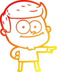 warm gradient line drawing of a cartoon happy man