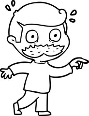 Obraz premium cartoon man with mustache shocked