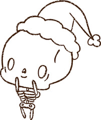 Festive Skeleton Charcoal Drawing