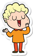 sticker of a laughing cartoon man