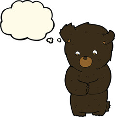 cute cartoon black bear with thought bubble