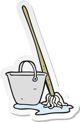 sticker of a cartoon mop and bucket