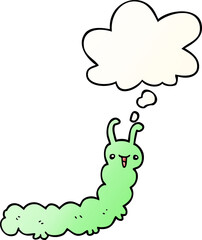 cartoon caterpillar with thought bubble in smooth gradient style