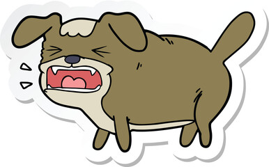 sticker of a cartoon dog barking
