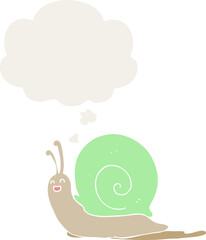 cartoon snail with thought bubble in retro style