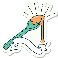 sticker of a tattoo style spoonful of honey