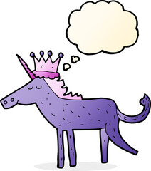 cartoon unicorn with thought bubble