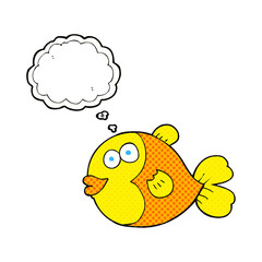 freehand drawn thought bubble cartoon fish
