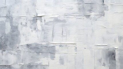 Close up of oil painting texture with brush strokes and palette knife strokes in white and grey...