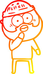 Obraz premium warm gradient line drawing of a shocked bearded man