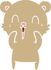 happy flat color style cartoon bear