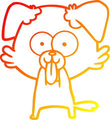 warm gradient line drawing of a cartoon dog with tongue sticking out