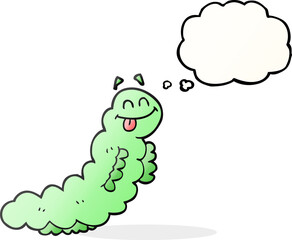 freehand drawn thought bubble cartoon caterpillar