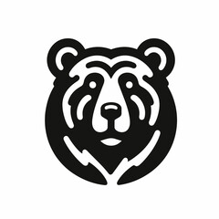 logotype of a bear, black and white, small size, isolated