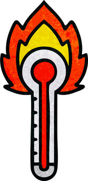 recommend clip art: retro grunge texture cartoon of a hot glass thermometer